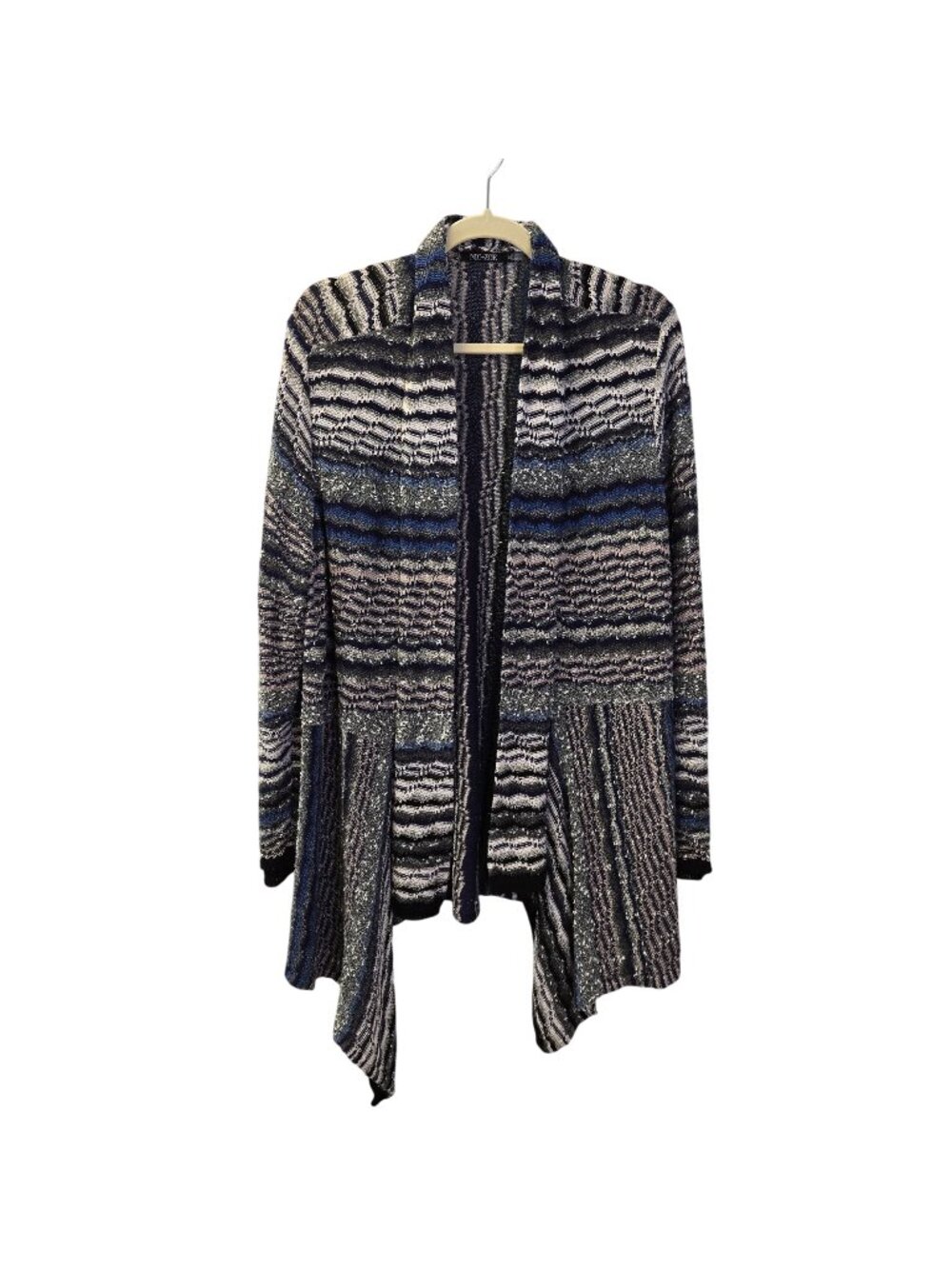 NIC+ZOE Linen Blend Mixed Striped Open Cardigan Sweater Size 1X